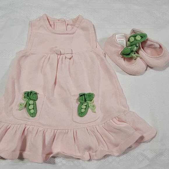 Gymboree Pretty Pea VGUC 3-6 month dress & shoes-both R foot. Mixed Z33 - Picture 1 of 3